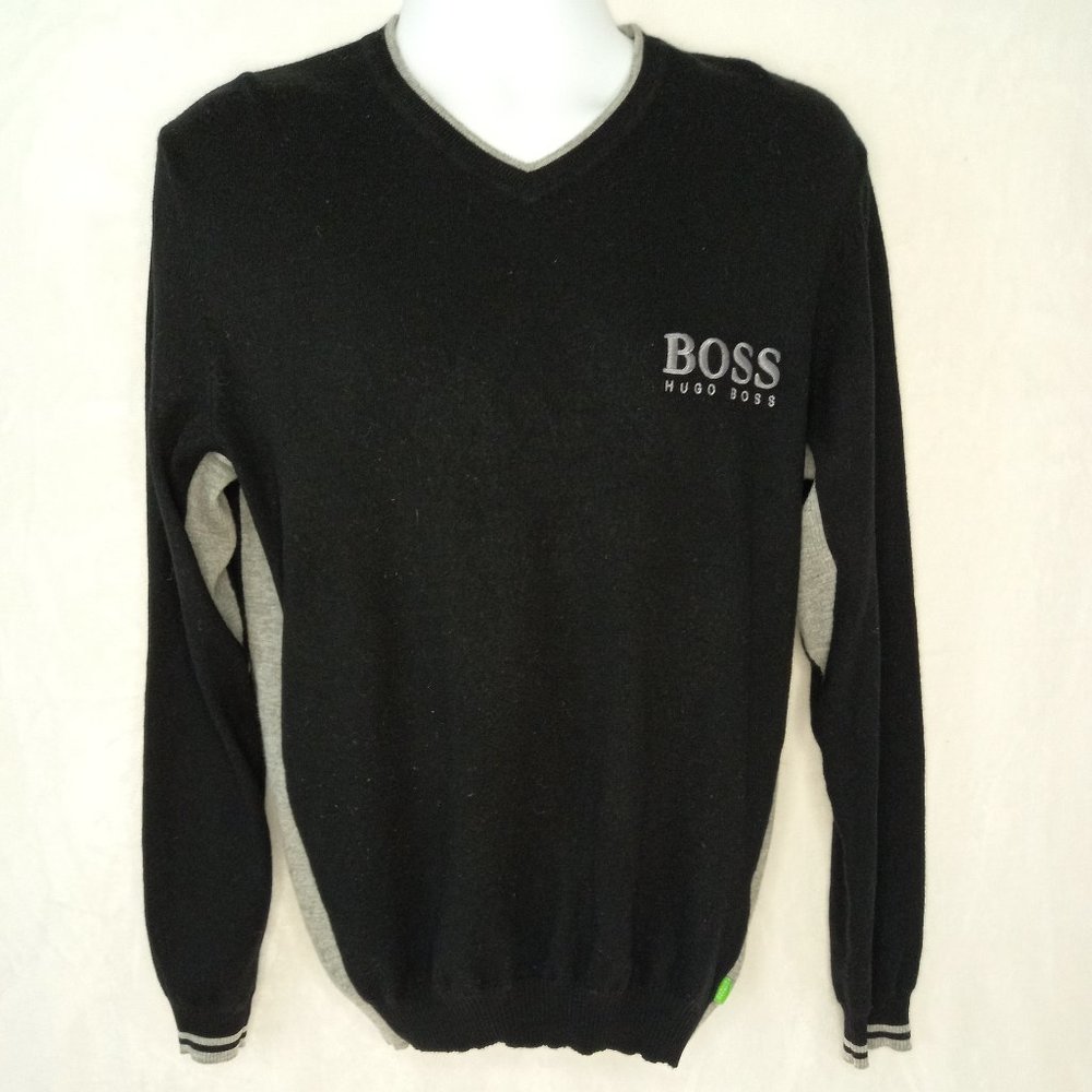 Hugo Boss Martyn Kaymer Black Wool Golfing  V Neck Sweater (M)